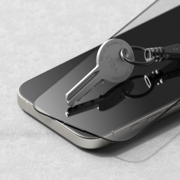 „Ringke Easy Slide“ 2 vnt. juodo rėmelio grūdinto stiklo iPhone 16 Pro dėklas