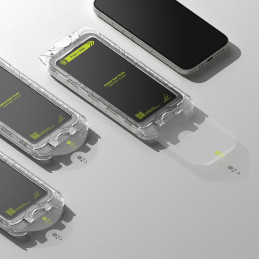 „Ringke Easy Slide“ 2 vnt. juodo rėmelio grūdinto stiklo iPhone 16 Pro dėklas
