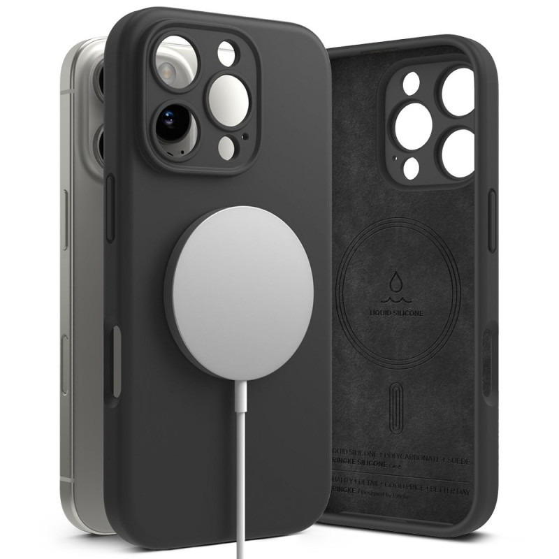 „Ringke“ silikoninis „MagSafe“ dėklas, skirtas „iPhone 16 Pro Max“ – juodas