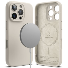 „Ringke“ silikoninis „MagSafe iPhone 16 Pro Max“ dėklas – smėlio spalvos