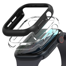 „Ringke Slim“ 2 dėklų pakuotė, skirta „Apple Watch 10“ (46 mm) – skaidri ir matinė juoda