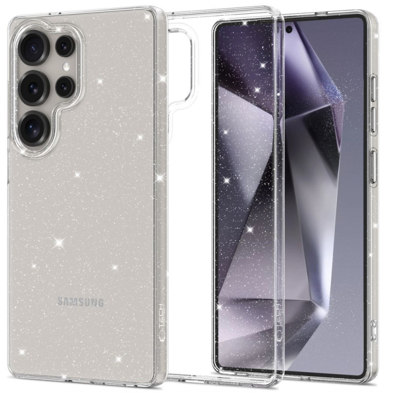 „Tech-Protect FlexAir“ dėklas, skirtas „Samsung Galaxy S25 Ultra“ – skaidrus su blizgučiais