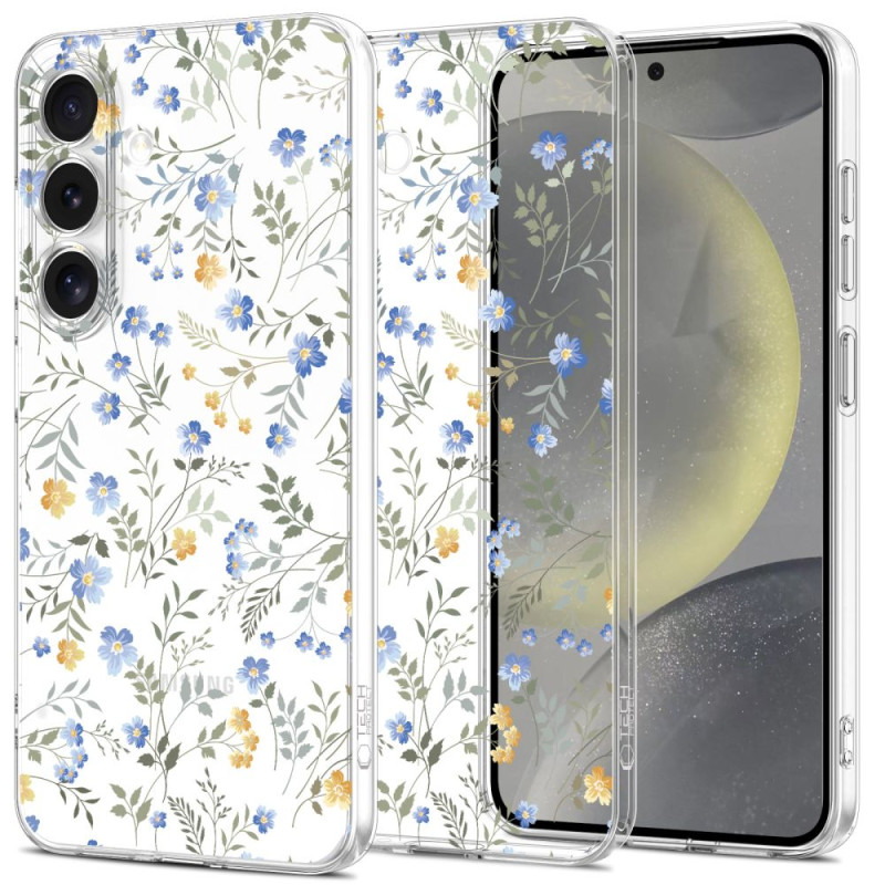 „Tech-Protect FlexAir“ dėklas, skirtas „Samsung Galaxy S25“ – ramunės su lapais