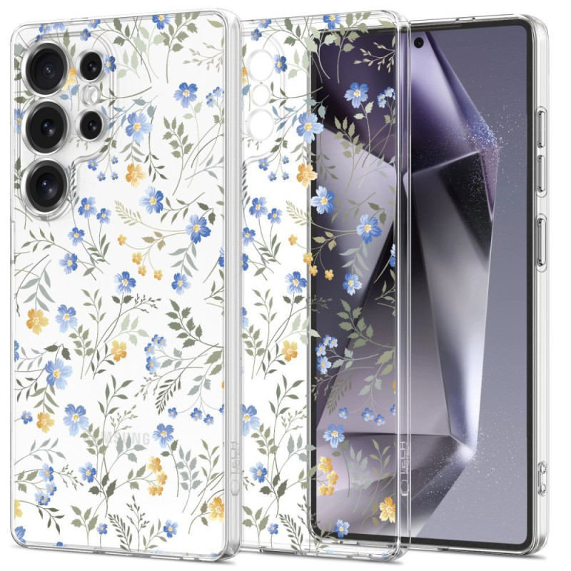 „Tech-Protect FlexAir“ dėklas, skirtas „Samsung Galaxy S25 Ultra“ – ramunės su lapais