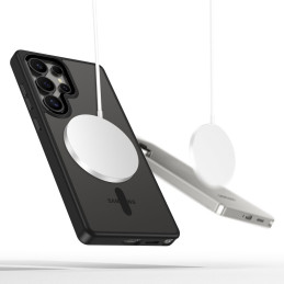 „Tech-Protect MagMat MagSafe“ dėklas, skirtas „Samsung Galaxy S25 Ultra“ – skaidriai juodas