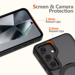 „Tech-Protect MagMat MagSafe“ dėklas, skirtas „Samsung Galaxy S25“ – matinės juodos spalvos