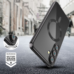„Tech-Protect MagMat MagSafe“ dėklas, skirtas „Samsung Galaxy S25+“ – skaidriai juodas