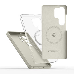 „Tech Protect“ skysto silikono „MagSafe“ dėklas, skirtas „Samsung Galaxy S25 Ultra“ – baltas