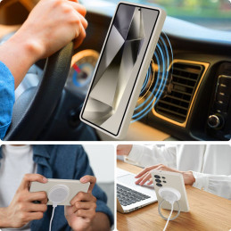 „Tech Protect“ skysto silikono „MagSafe“ dėklas, skirtas „Samsung Galaxy S25 Ultra“ – baltas