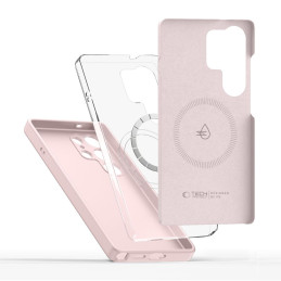 „Tech-Protect“ skysto silikono „MagSafe“ dėklas, skirtas „Samsung Galaxy S25 Ultra“ – rožinis