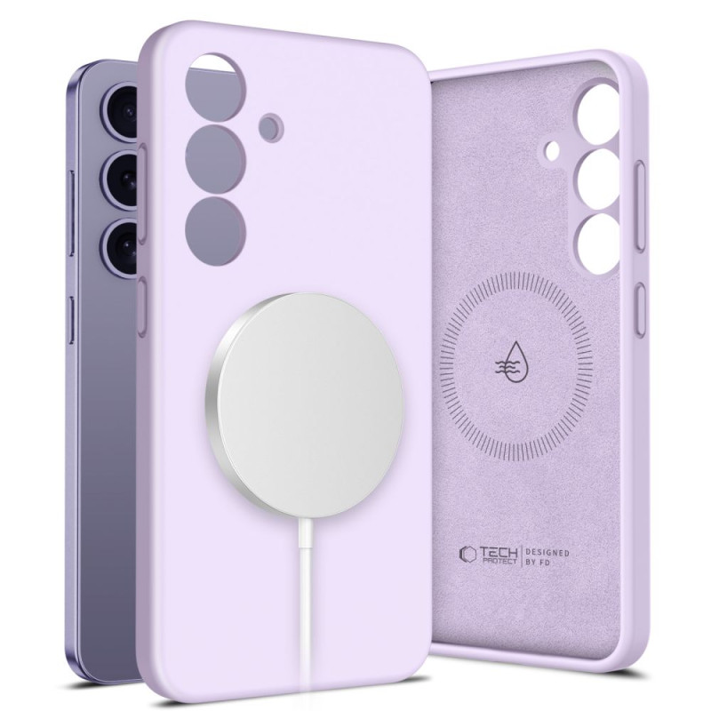 „Tech-Protect“ skysto silikono „MagSafe“ dėklas, skirtas „Samsung Galaxy S25“ – violetinis