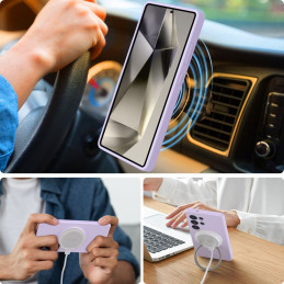 „Tech-Protect“ skysto silikono „MagSafe“ dėklas, skirtas „Samsung Galaxy S25+“ – violetinis