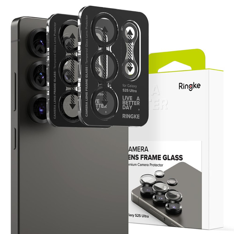 „Ringke“ fotoaparato rėmelio apsauginių vnt., 2 vnt., skirtas „Samsung Galaxy S25 Ultra“ – juodos spalvos
