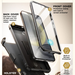 „Supcase Unicorn Beetle Pro“ 2 vnt. dėklų, skirtų „Samsung Galaxy S25“ – juodas