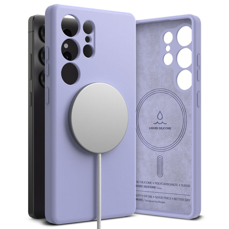 „Ringke“ silikoninis „MagSafe“ dėklas, skirtas „Samsung Galaxy S25 Ultra“ – violetinis