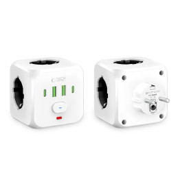 „Tech-Protect PCL3x4“ maitinimo ilgintuvas, 2x USB-A, 2x USB-C, 3x AC tipo „Schuko“ – baltas