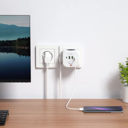 „Tech-Protect PCL3x4“ maitinimo ilgintuvas, 2x USB-A, 2x USB-C, 3x AC tipo „Schuko“ – baltas