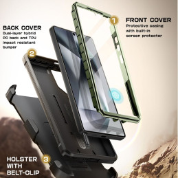 „Supcase Unicorn Beetle Pro“ 2 vnt. dėklų, skirtų „Samsung Galaxy S25 Ultra“ – alyvuogių spalvos