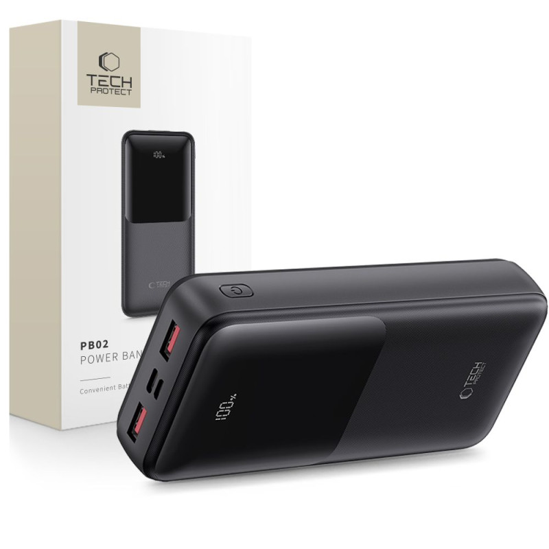 Išorinė baterija „Tech-Protect PB02“ 20000mAh 22,5W - juoda