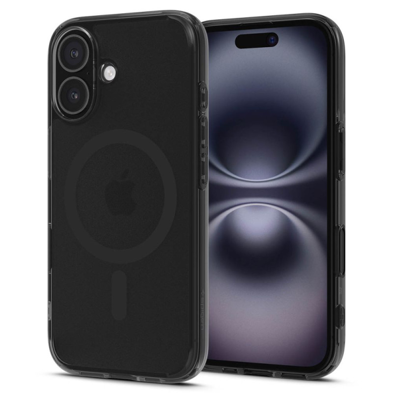 „Spigen Ultra Hybrid“ „T“ „MagSafe iPhone 16e“ dėklas – permatomas juodas