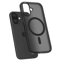 „Spigen Ultra Hybrid“ „T“ „MagSafe iPhone 16e“ dėklas – permatomas juodas