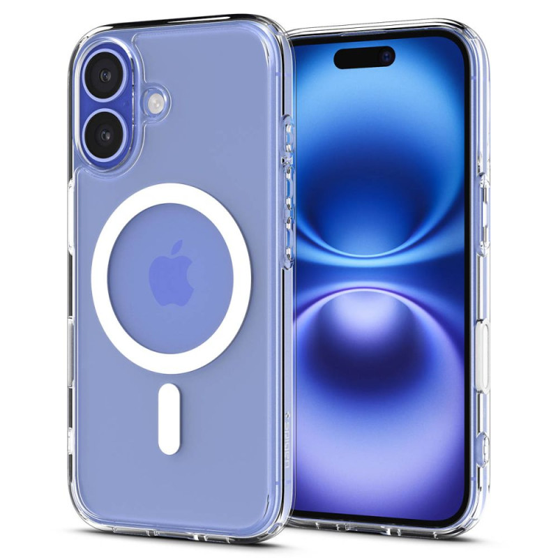 „Spigen Ultra Hybrid“ „T“ formos „MagSafe“ dėklas „iPhone 16“ – baltas
