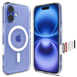 „Spigen Ultra Hybrid“ „T“ formos „MagSafe“ dėklas „iPhone 16“ – baltas