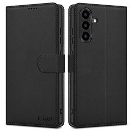 „Tech-Protect“ piniginės dėklas, skirtas „Samsung Galaxy A56 5G“ – matinės juodos spalvos