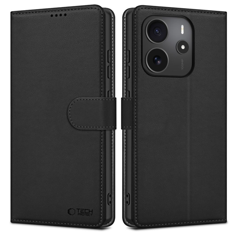 „Tech-Protect“ piniginės dėklas, skirtas „Xiaomi Redmi Note 14 4G / LTE“ – matinės juodos spalvos