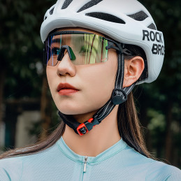 „Rockbros“ dviratininko akiniai, fotochrominiai, su UV apsauga ir korekciniu įdėklu, skaidrūs – violetiniai