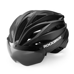„Rockbros“ dviračio šalmas su skydeliu, nuimami UV apsauginiai akiniai, unisex – juodas
