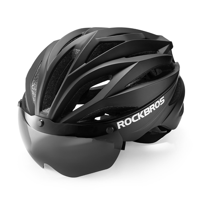 „Rockbros“ dviračio šalmas su skydeliu, nuimami UV apsauginiai akiniai, unisex – juodas