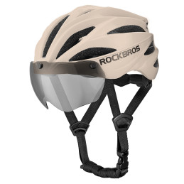 „Rockbros“ dviračio šalmas su skydeliu, nuimami UV apsauginiai akiniai, unisex – rudas