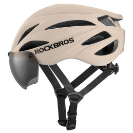 „Rockbros“ dviračio šalmas su skydeliu, nuimami UV apsauginiai akiniai, unisex – rudas