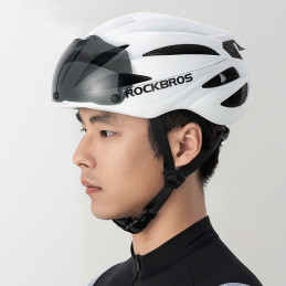 „Rockbros“ dviračio šalmas su skydeliu, nuimami UV apsauginiai akiniai, unisex – rudas