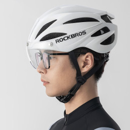 „Rockbros“ dviračio šalmas su skydeliu, nuimami UV apsauginiai akiniai, unisex – rudas