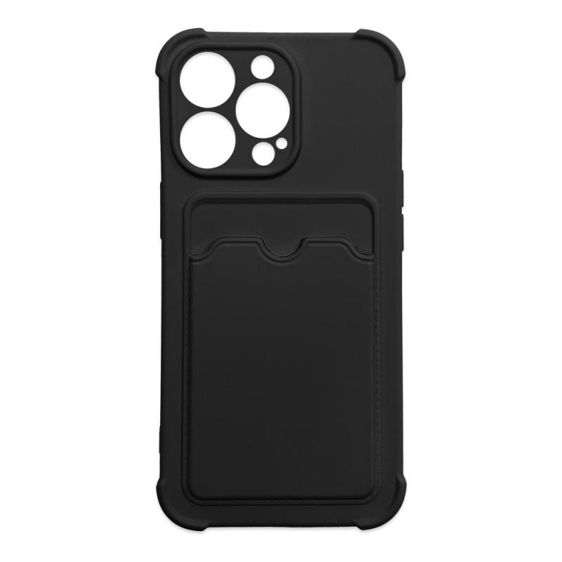 „Card Armor Case“ dėklo dėklas, skirtas „iPhone 13 Mini Card Wallet“, silikoninis šarvų oro pagalvės dėklas, juodas
