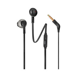 JBL T205 laidinės į ausis įdedamos ausinės su 3,5 mm mini lizdu – juodos