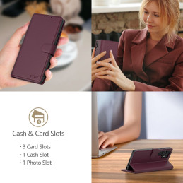 „Tech-Protect“ piniginės dėklas, skirtas „Samsung Galaxy S25“ – bordo spalvos