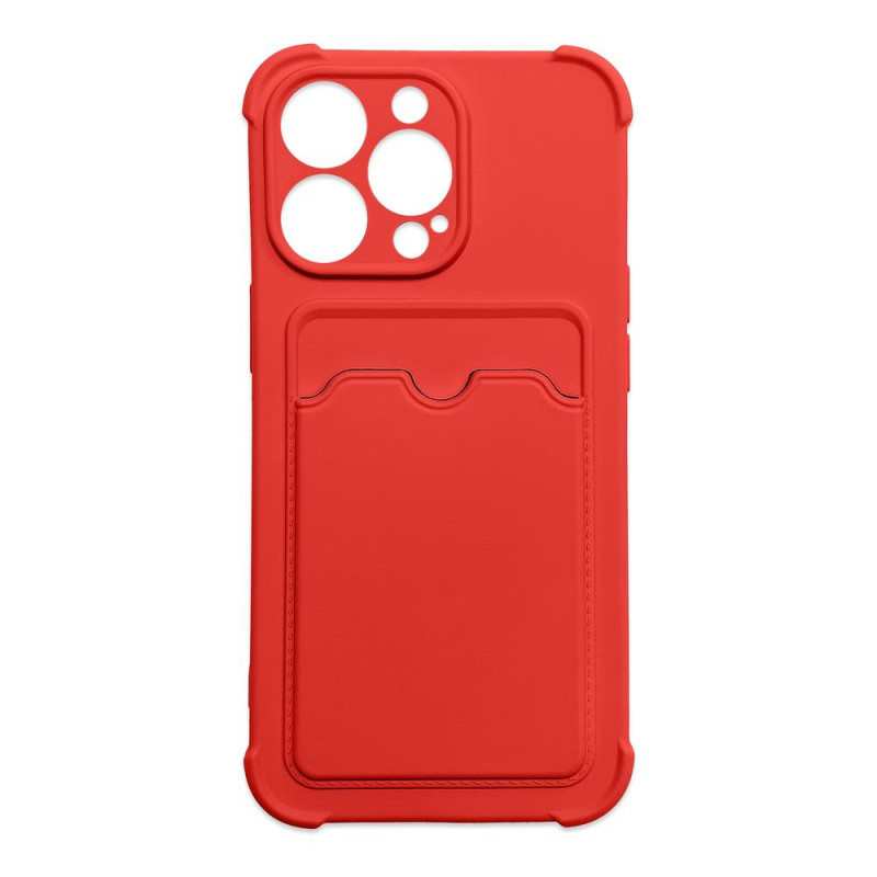 Card Armor Case Dėklo dangtelis iPhone 13 Mini Card Wallet Silikoninis šarvų oro pagalvė Raudona
