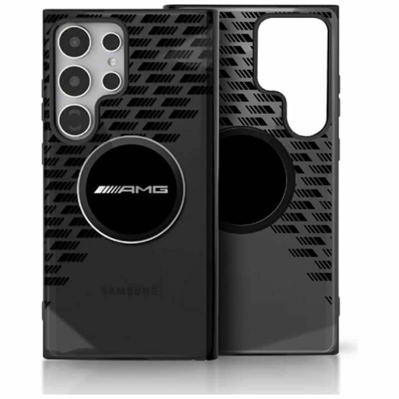 AMG skaidrus „Rhombs MagSafe“ dėklas, skirtas „Samsung Galaxy S25 Ultra“ – juodas