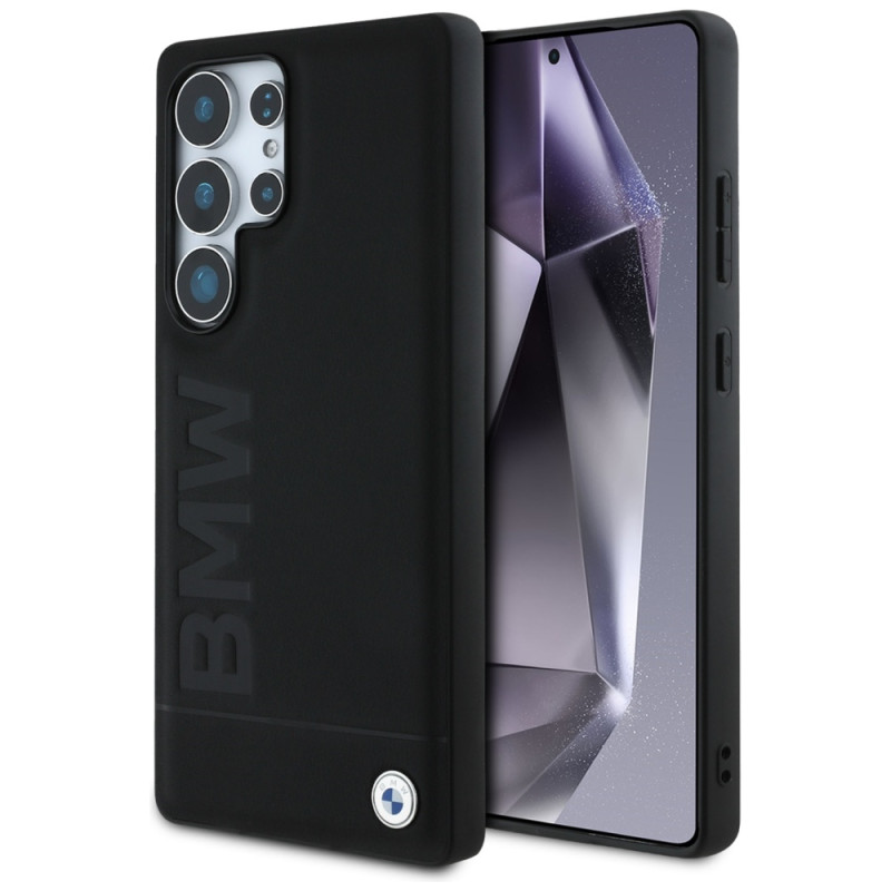 BMW odinis dėklas su dideliu užrašu, skirtas „Samsung Galaxy S25 Ultra“ – juodas