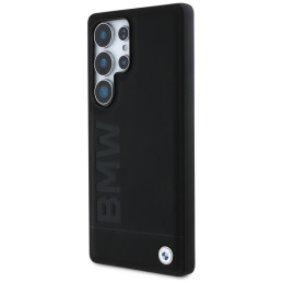 BMW odinis dėklas su dideliu užrašu, skirtas „Samsung Galaxy S25 Ultra“ – juodas