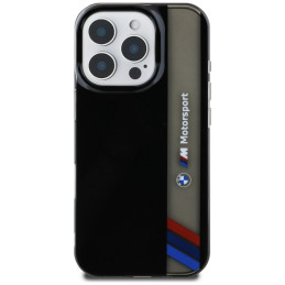 BMW Motorsport IML vertikalių juostelių iPhone 16 Pro Max dėklas – juodas