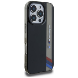 BMW Motorsport IML vertikalių juostelių iPhone 16 Pro Max dėklas – juodas