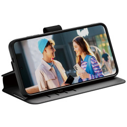 „CARE by PanzerGlass“ piniginės ir laikiklio dėklas, skirtas „Samsung Galaxy S25+“ – juodas