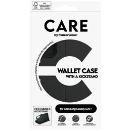 „CARE by PanzerGlass“ piniginės ir laikiklio dėklas, skirtas „Samsung Galaxy S25+“ – juodas