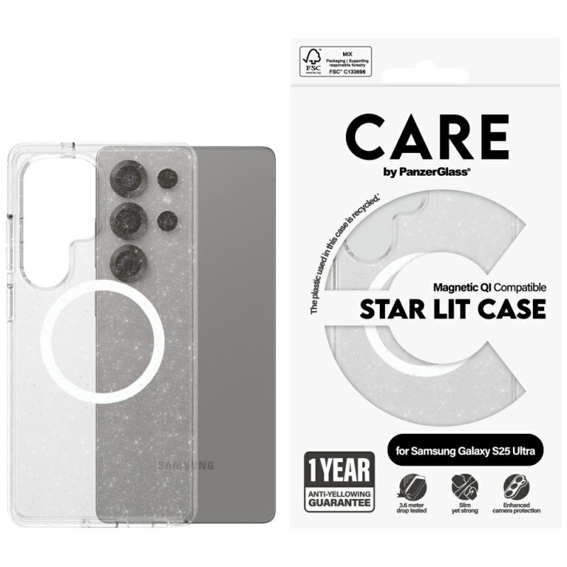 „CARE by PanzerGlass Flagship Urban Combat StarLight White QI“ dėklas, skirtas „Samsung Galaxy S25 Ultra“ – skaidrus