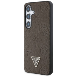 „Guess“ grūdėto karšto spaudimo bijūnų rašto trikampio logotipo „MagSafe“ dėklas, skirtas „Samsung Galaxy S25“ – rudas
