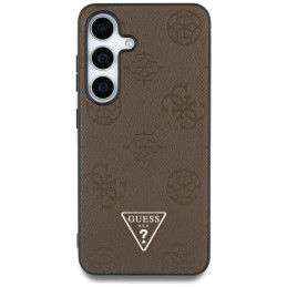 „Guess“ grūdėto karšto spaudimo bijūnų rašto trikampio logotipo „MagSafe“ dėklas, skirtas „Samsung Galaxy S25“ – rudas